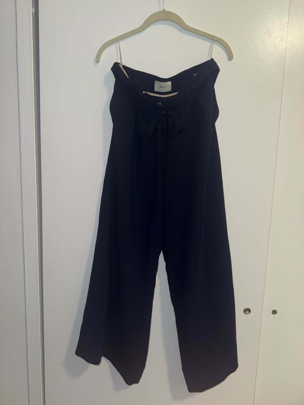 Wilfred Navy Wide-Leg Pant with Tie Front